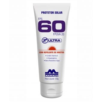 Protetor solar FPS 60 com repelente Mavaro  bisnaga 120g
