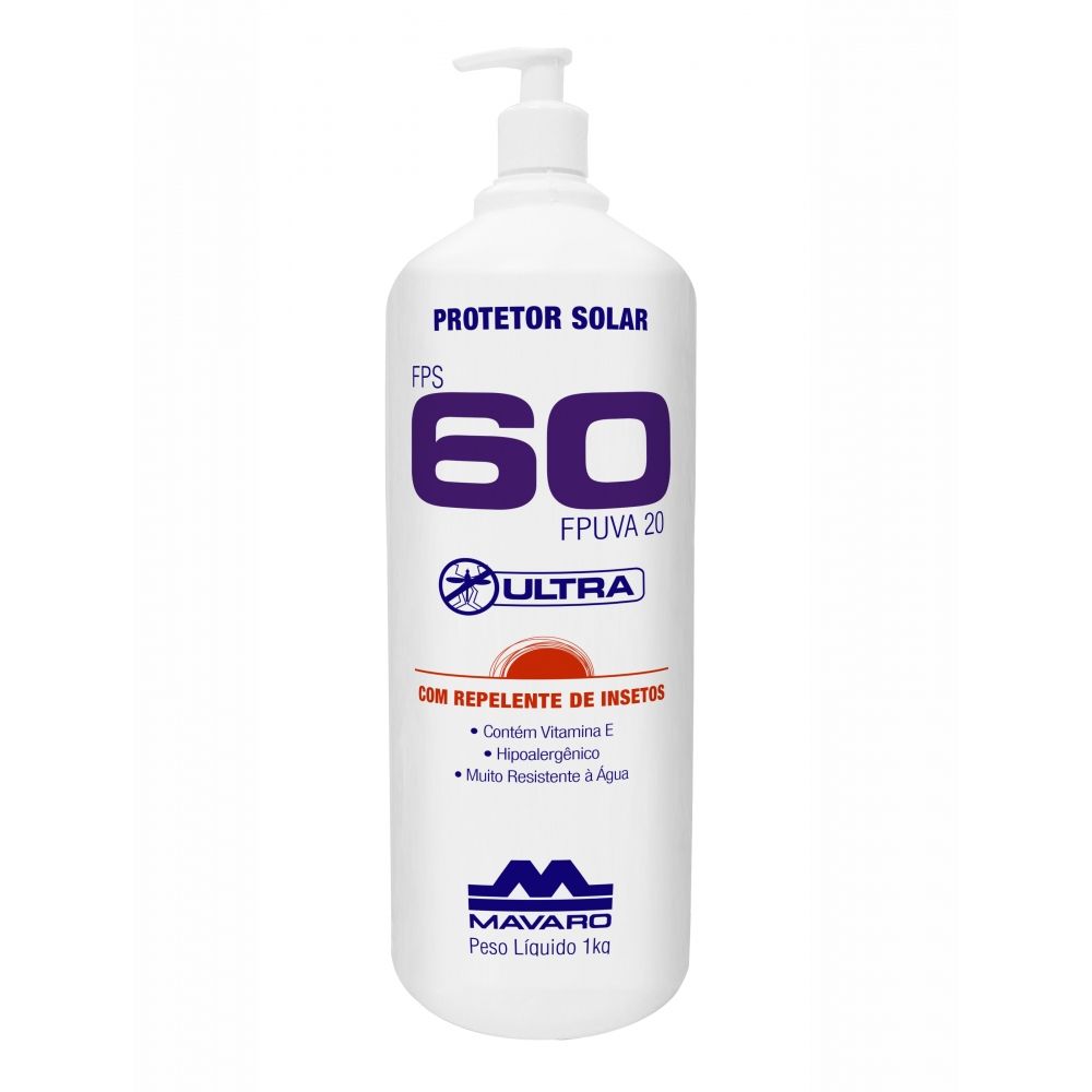 Protetor solar FPS 60 com repelente Mavaro  Bombona 1 L