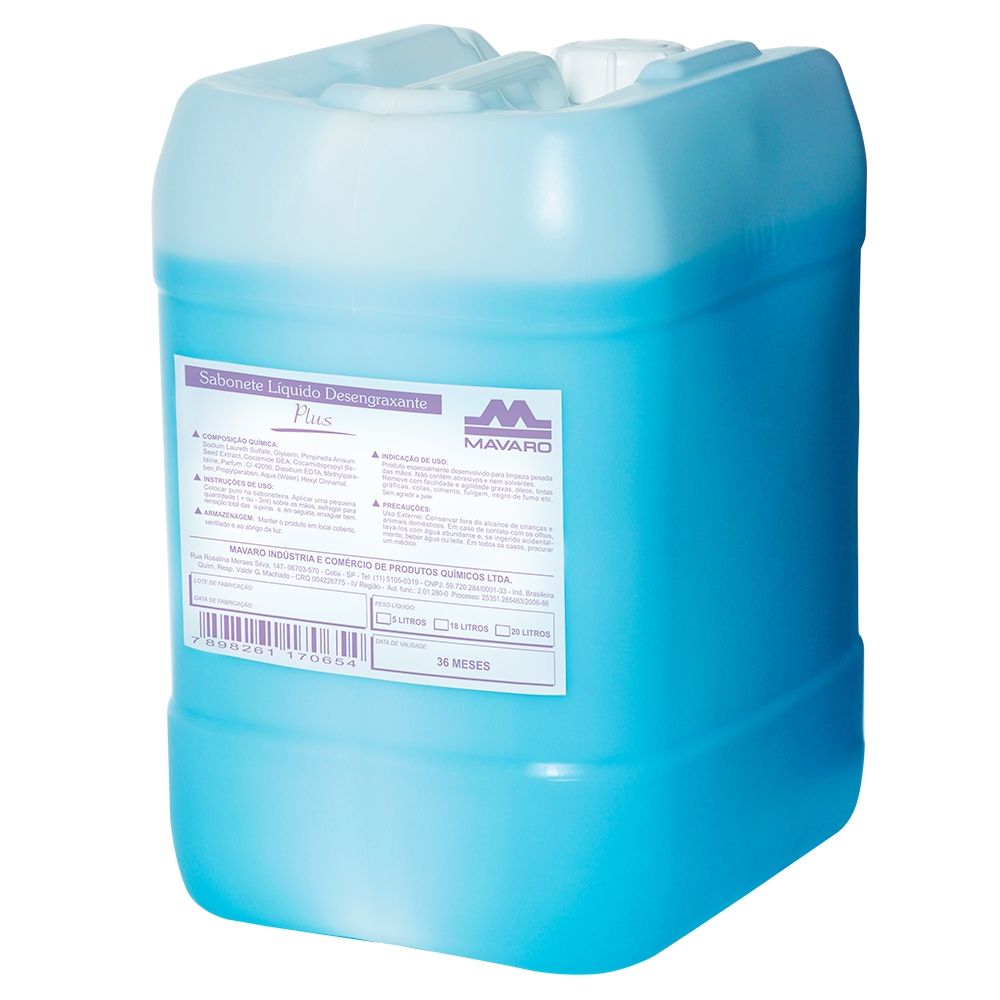 Sabonete Liquido Desengraxante Plus Mavaro Bombona 20L