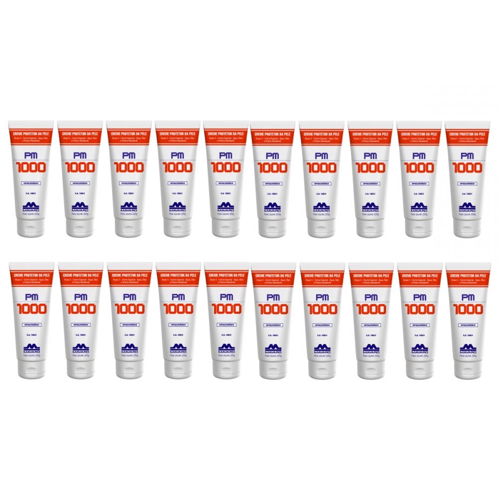 KIT 20 - Creme Protetor PM 1000  Bisnaga 200g  Mavaro  Grupo 3