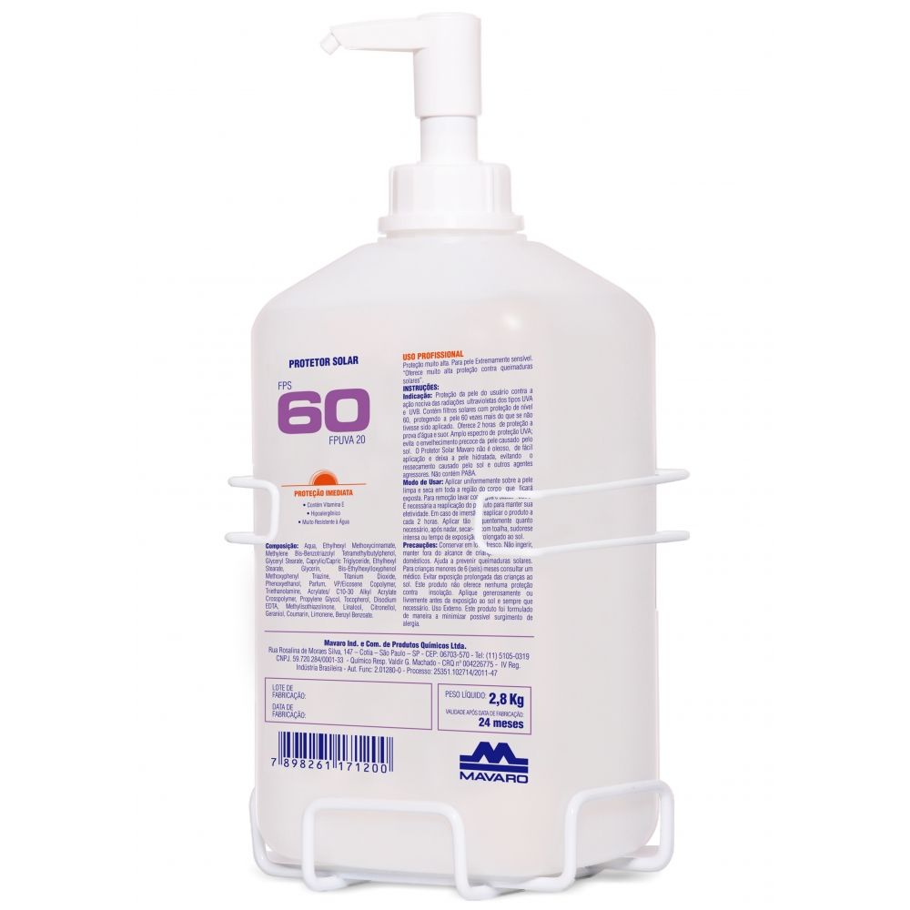 Protetor Solar FPS 60 Mavaro Dosador Completo 2.8L