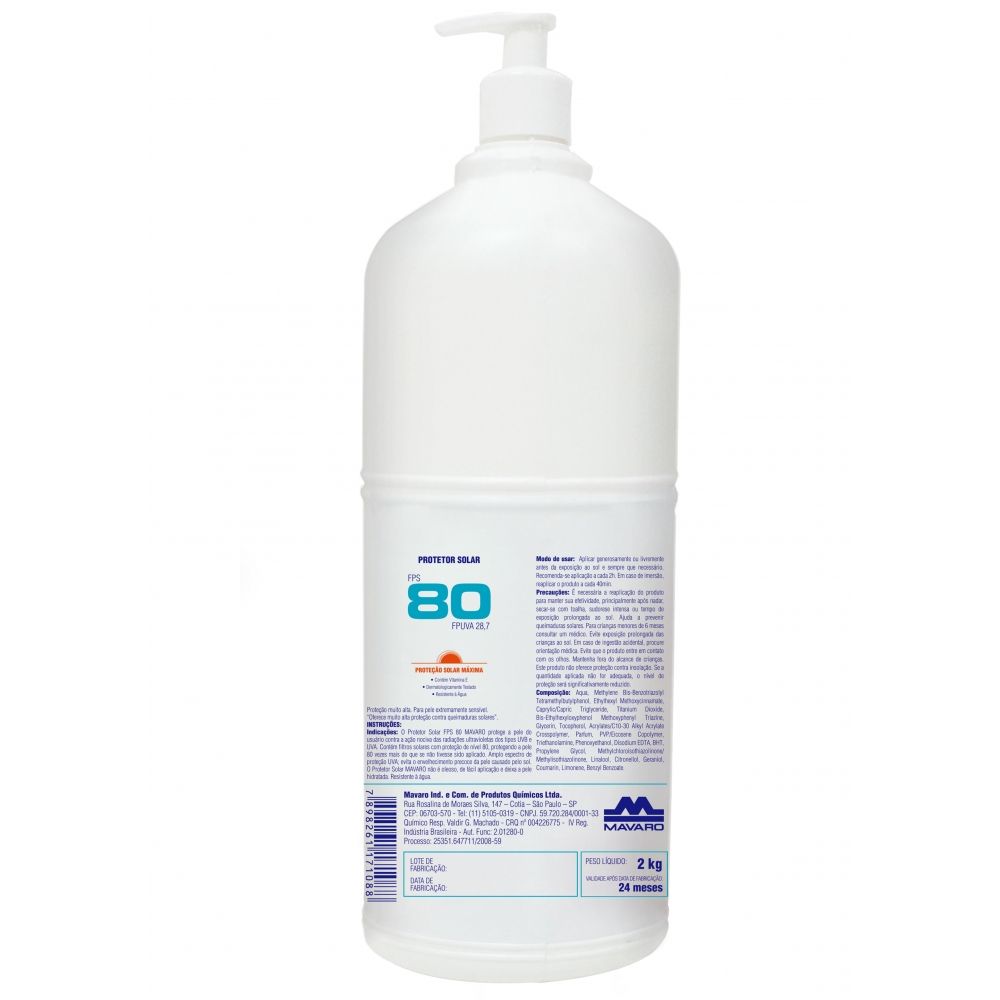 Protetor Solar FPS 80 Mavaro Bombona 2L
