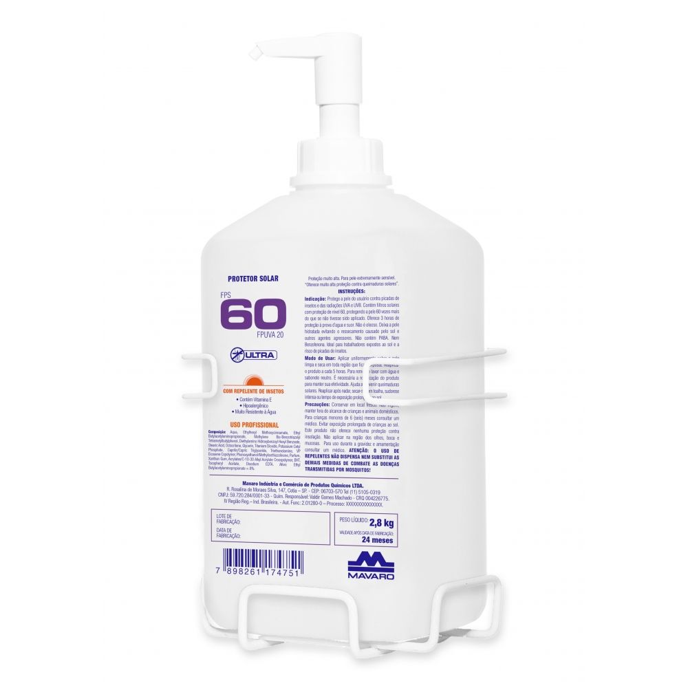 Protetor solar FPS 60 com repelente  Mavaro  2.8L Completo